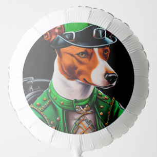 Basenji Dog driving bike St. Patrick's Day Balloon