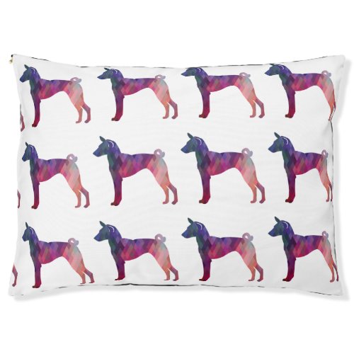 Basenji Dog Geo Pattern Silhouette Pink Pet Bed