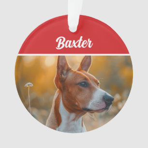 Basenji Dog Holiday Christmas Photo Ornament