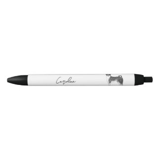 Basenji Dog In Black And White With Custom Name Pen
