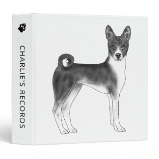 Basenji Dog In Black And White With Custom Text 3 Ring Binder