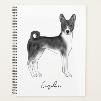 Basenji Dog In Black And White With Custom Text Planner