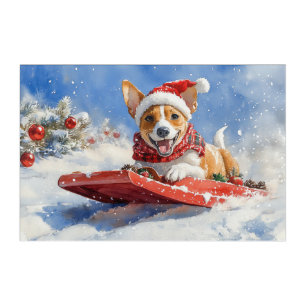 Basenji Dog in Sledge Let it Snow Christmas Acrylic Print