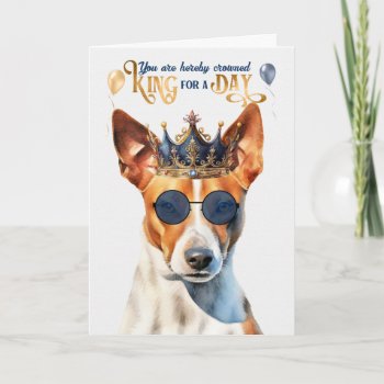Basenji Dog King For A Day Funny Birthday Card by PAWSitivelyPETs at Zazzle