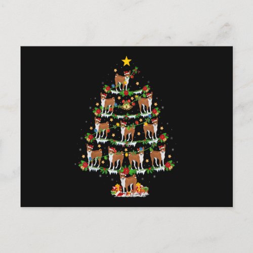 Basenji Dog Lover Xmas Lights Basenji Christmas Tr Postcard