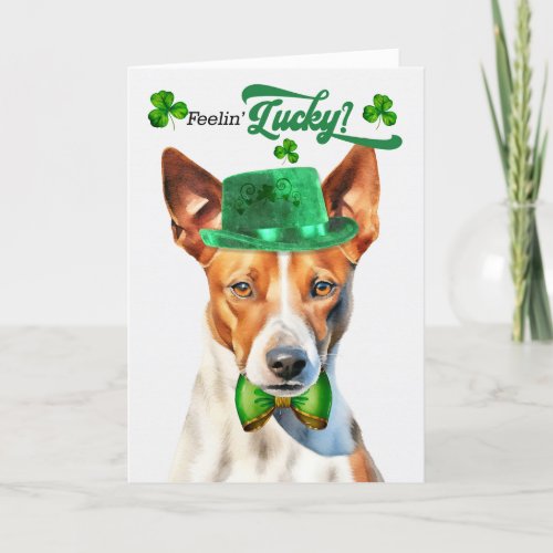 Basenji Dog Lucky St Patricks Day Holiday Card
