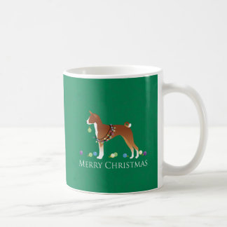 Basenji Dog Merry Christmas Design Coffee Mug