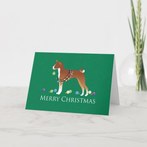 Basenji Dog Merry Christmas Design Holiday Card