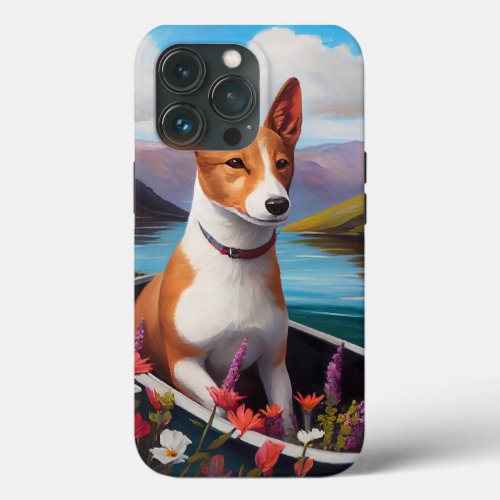 Basenji Dog on a Paddle A Scenic Adventure iPhone 13 Pro Case