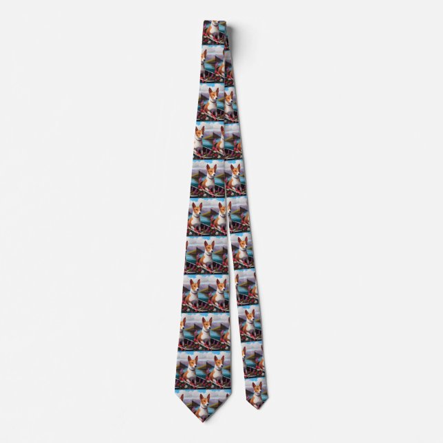 Basenji Dog on a Paddle: A Scenic Adventure Neck Tie (Front)