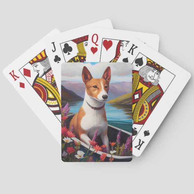 Basenji Dog on a Paddle: A Scenic Adventure Poker Cards (Back)