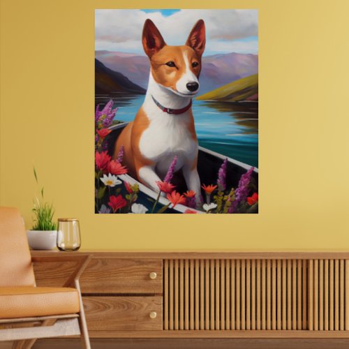 Basenji Dog on a Paddle A Scenic Adventure Poster