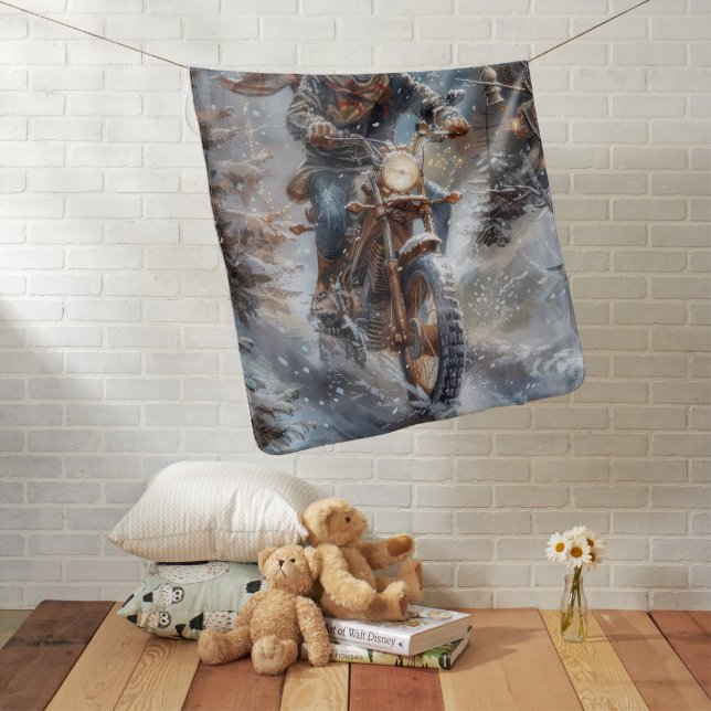 Basenji Dog Riding Motorcycle Christmas  Baby Blanket (In Situ)