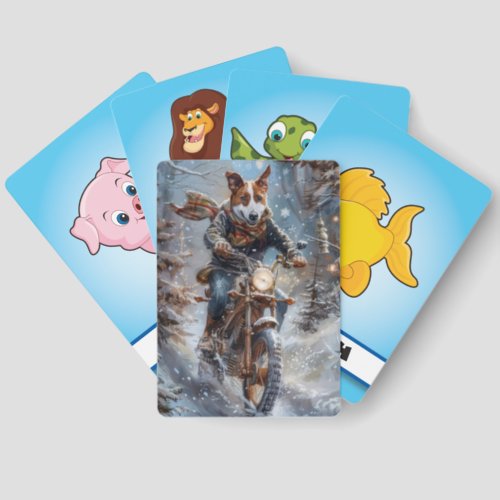 Basenji Dog Riding Motorcycle Christmas  Matching Game Cards