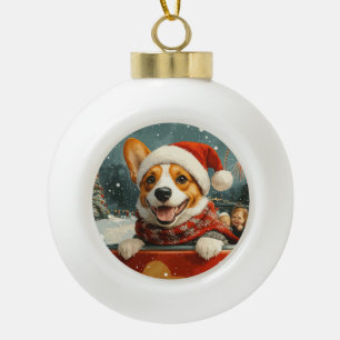 Basenji Dog Roller Coaster Christmas Ceramic Ball Christmas Ornament