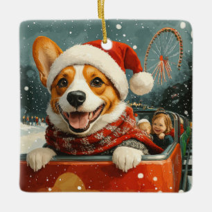 Basenji Dog Roller Coaster Christmas Ceramic Ornament