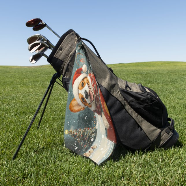 Basenji Dog Roller Coaster Christmas Golf Towel (Green)