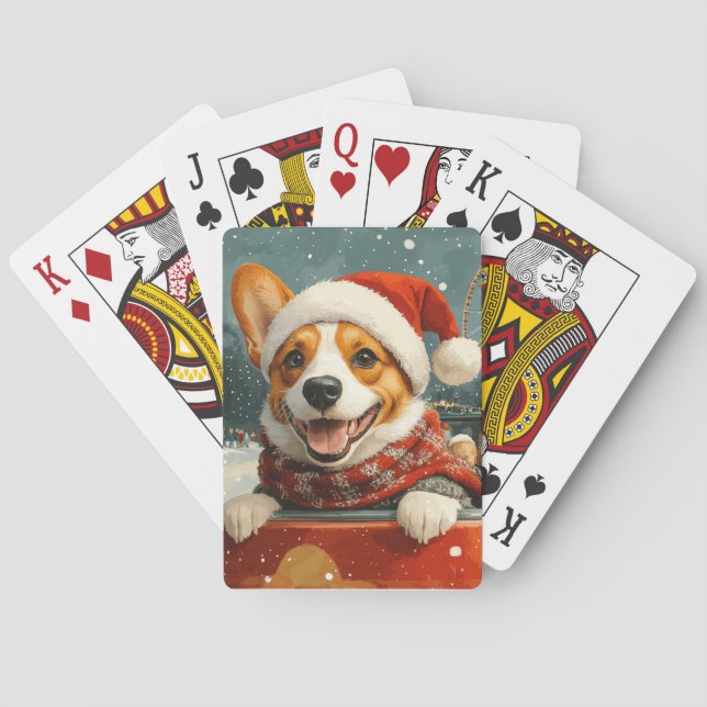 Basenji Dog Roller Coaster Christmas Poker Cards (Back)