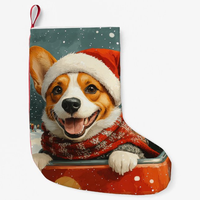 Basenji Dog Roller Coaster Christmas Small Christmas Stocking (Front)