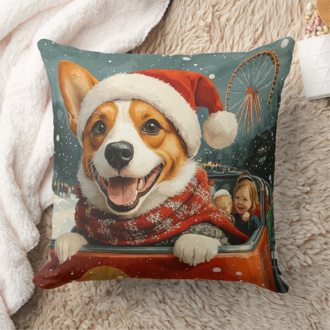 Basenji Dog Roller Coaster Christmas Throw Pillow (Blanket)
