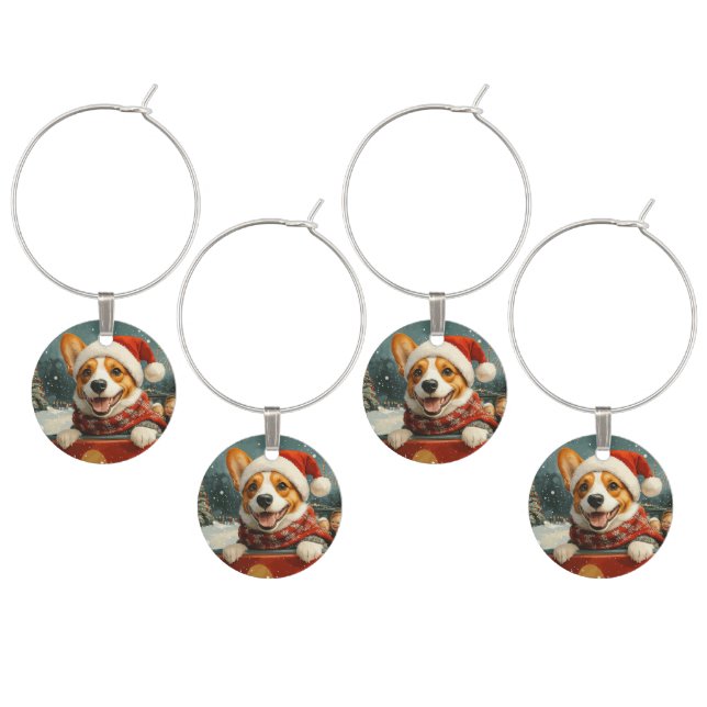 Basenji Dog Roller Coaster Christmas Wine Charm (Staggered)