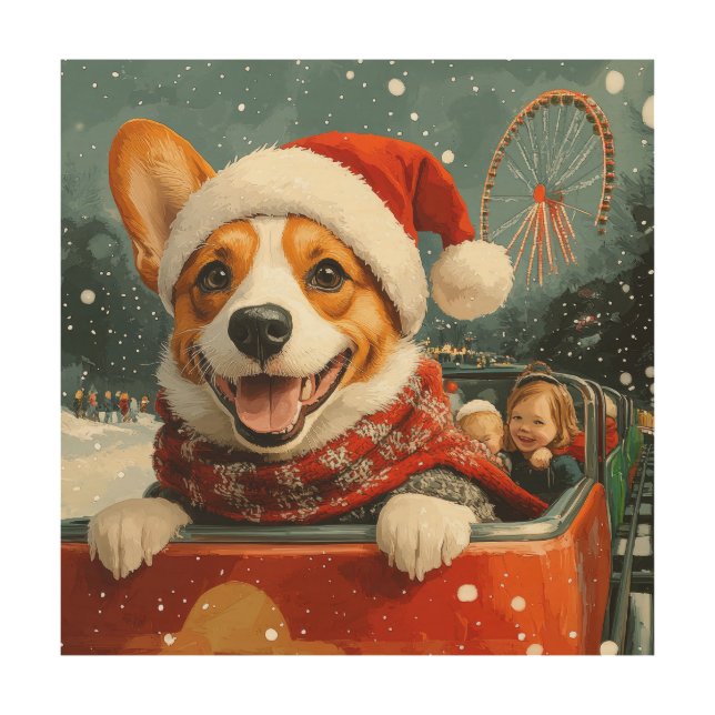 Basenji Dog Roller Coaster Christmas Wood Wall Art (Front)