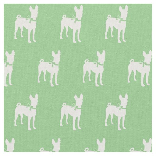 Basenji Dog Silhouette Pet Sage Green Fabric