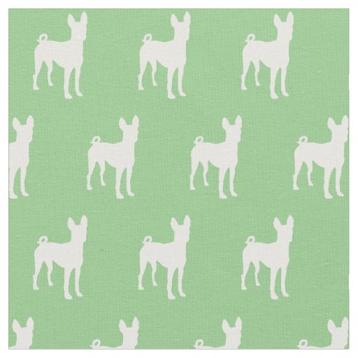 Basenji Dog Silhouette Pet Sage Green Fabric