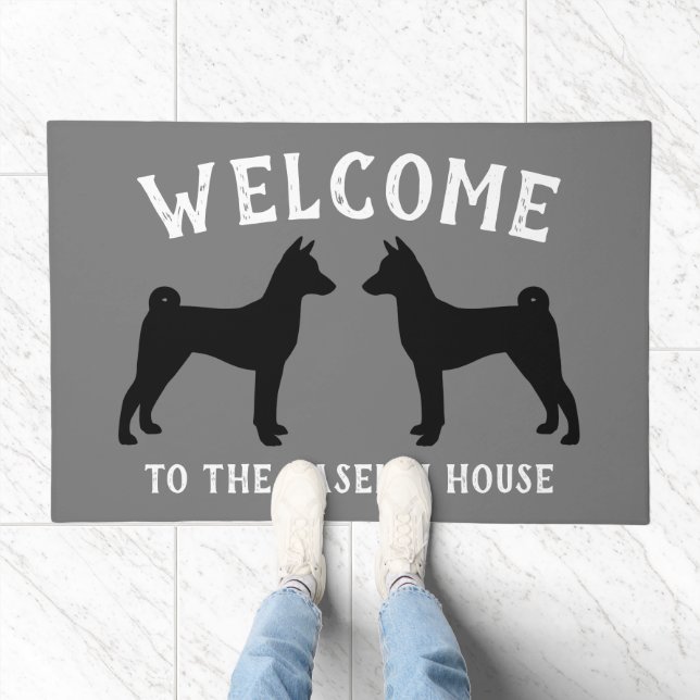 Basenji Dog Silhouettes Custom Doormat (Indoor)