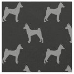 Basenji Dog Silhouettes Grey and Black Patterned Fabric