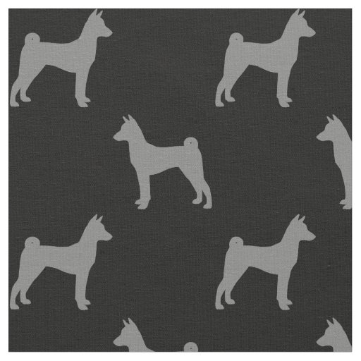 Basenji Dog Silhouettes Grey and Black Patterned Fabric