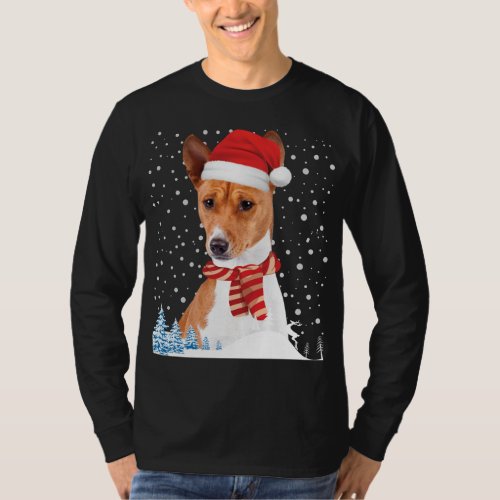 Basenji Dog Ugly Christmas Sweater Santa Hat Funny