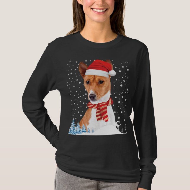 Basenji Dog Ugly Christmas Sweater Santa Hat Funny (Front)