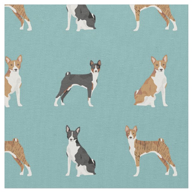 Basenji dogs blue fabric (Close Up)