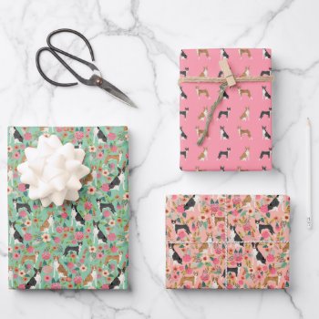 Basenji Dogs Floral Wrapping Paper Sheets by FriendlyPets at Zazzle