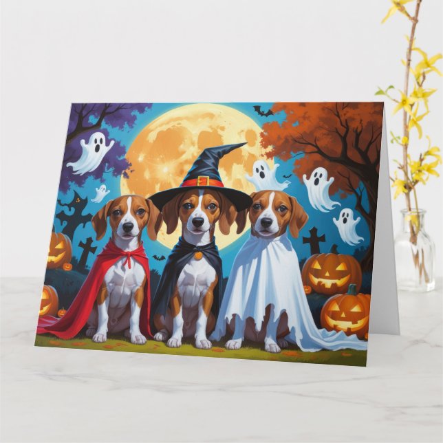 Basenji Dogs Pumpkin Halloween Funny Card (Yellow Flower)