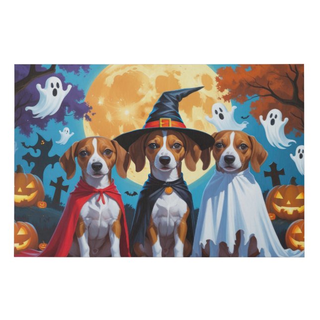 Basenji Dogs Pumpkin Halloween Funny Faux Canvas Print (Front)