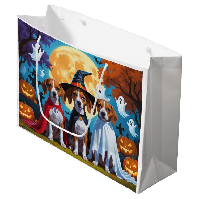 Basenji Dogs Pumpkin Halloween Funny Large Gift Bag (Front Angled)