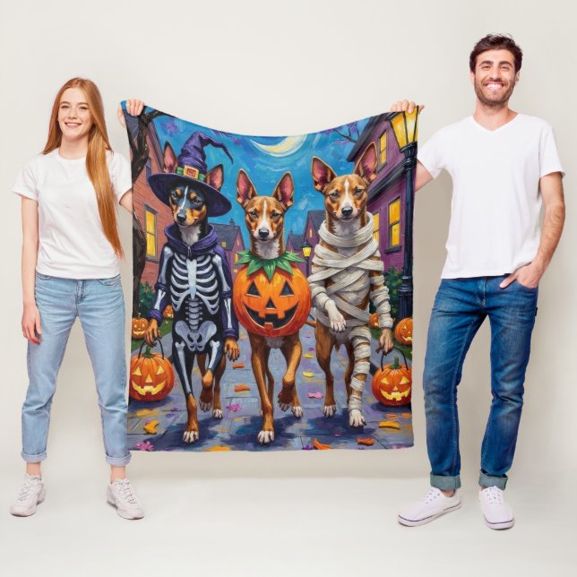 Basenji Dogs Trick-or-Treating Halloween Costumes Fleece Blanket (In Situ)