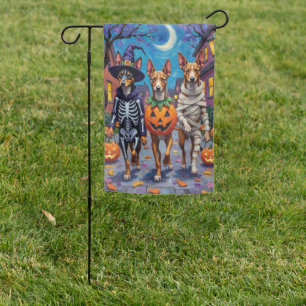 Basenji Dogs Trick-or-Treating Halloween Costumes Garden Flag