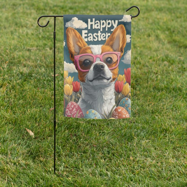 Basenji Easter Eggs Garden Flag (In SItu)
