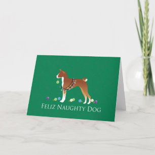 Basenji Feliz Naughty Dog Christmas Holiday Card