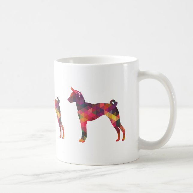Basenji Geometric Pattern Silhouette Multi Coffee Mug (Right)