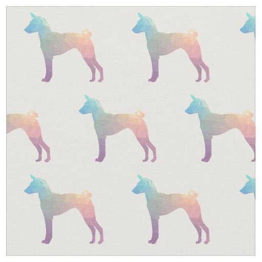 Basenji Geometric Pattern Silhouette Pastel Fabric