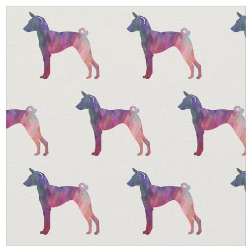 Basenji Geometric Pattern Silhouette Pink Fabric