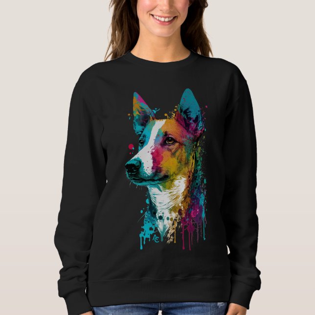 Basenji - Graffiti Neon Ink Splash Sweatshirt (Front)