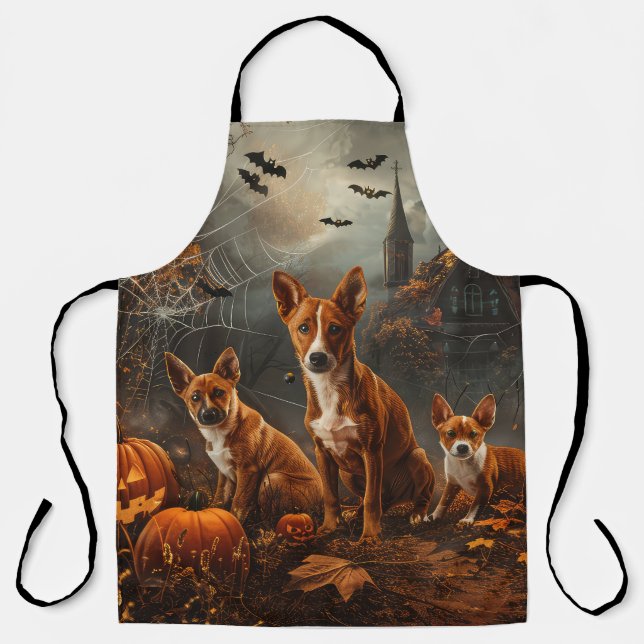 Basenji Halloween Night Doggy Delight  Apron (Front)