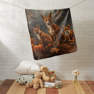 Basenji Halloween Night Doggy Delight  Baby Blanket