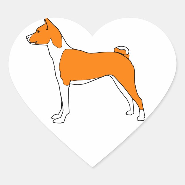 basenji heart heart sticker (Front)