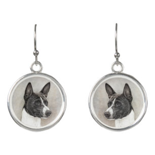 Basenji Hound Art Earrings